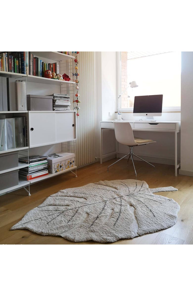 Lorena Canals Washable Rug Monstera, Alternate, color, Natural, Soil Brown