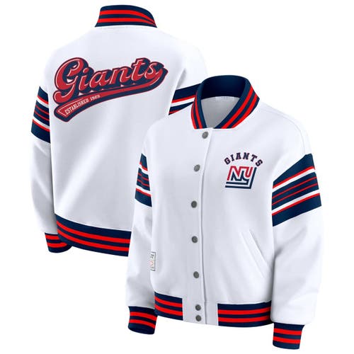 Wear By Erin Andrews White New York Giants Full-snap Fleece Sweatshirt Jacket