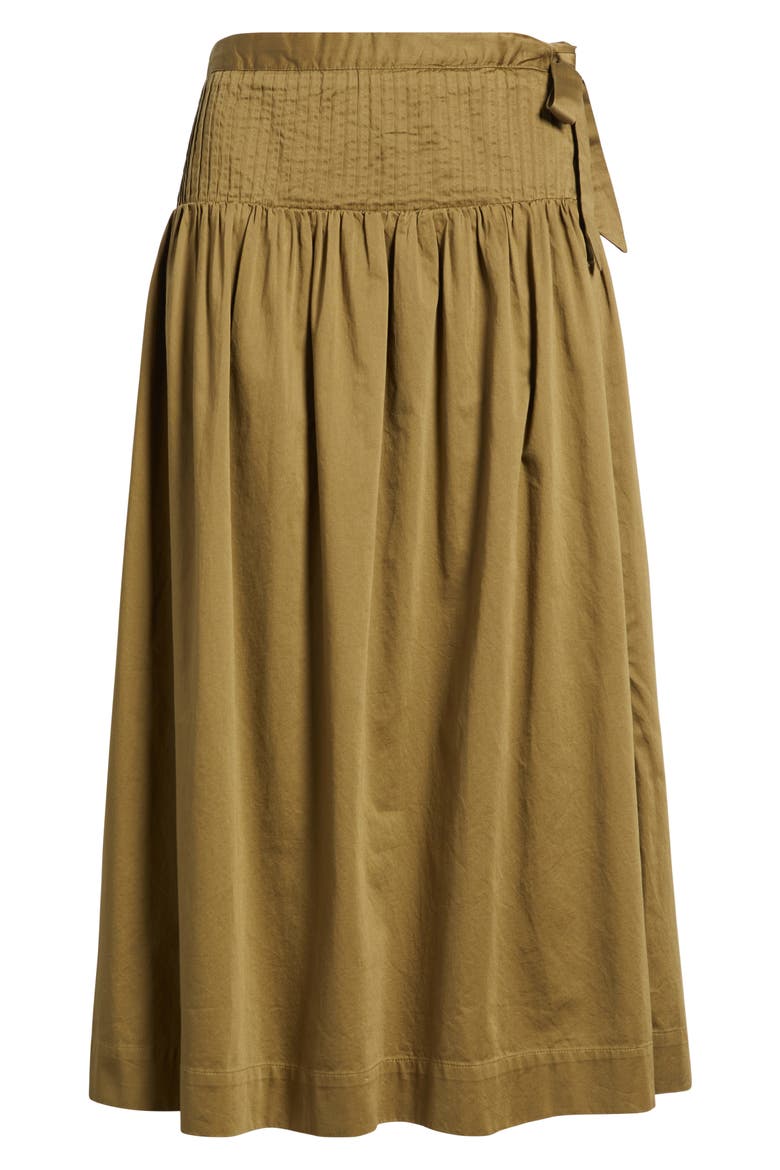 Josie Drop Waist Organic Cotton Midi Skirt, Alternate, color, OLIVE