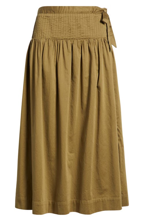 Damson Madder Josie Drop Waist Organic Cotton Midi Skirt In Green