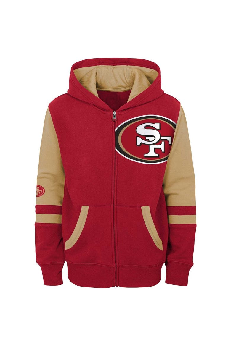 Preschool Scarlet San Francisco 49ers Stadium Color Block Full-Zip Hoodie, Alternate, color, Scarlet