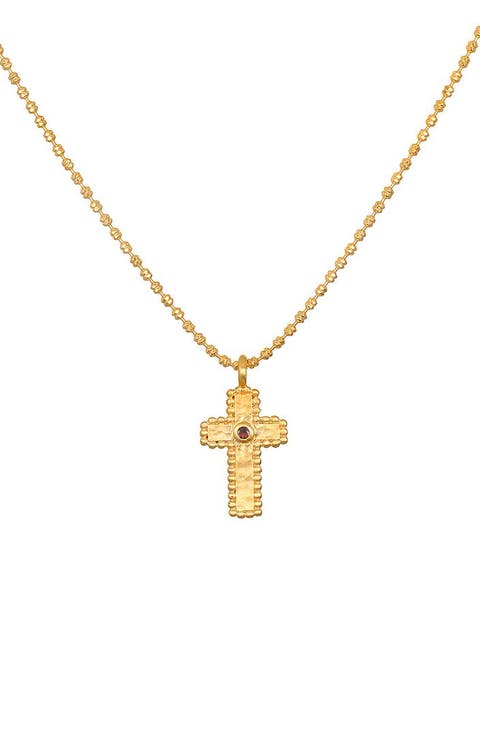 Unwavering Faith Garnet Cross Necklace