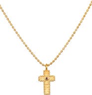 Satya Jewelry Unwavering Faith Garnet Cross Necklace