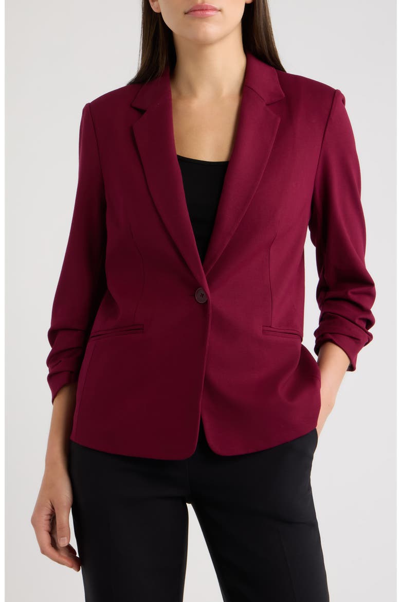 One Button Jacket with Scrunch Sleeves, Alternate, color, CHIANTI