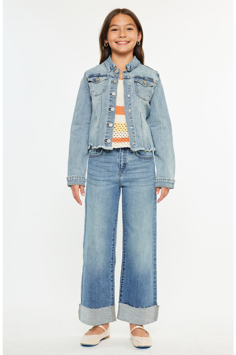 Abby Kids Stretch Denim Jacket, Alternate, color, Medium Wash