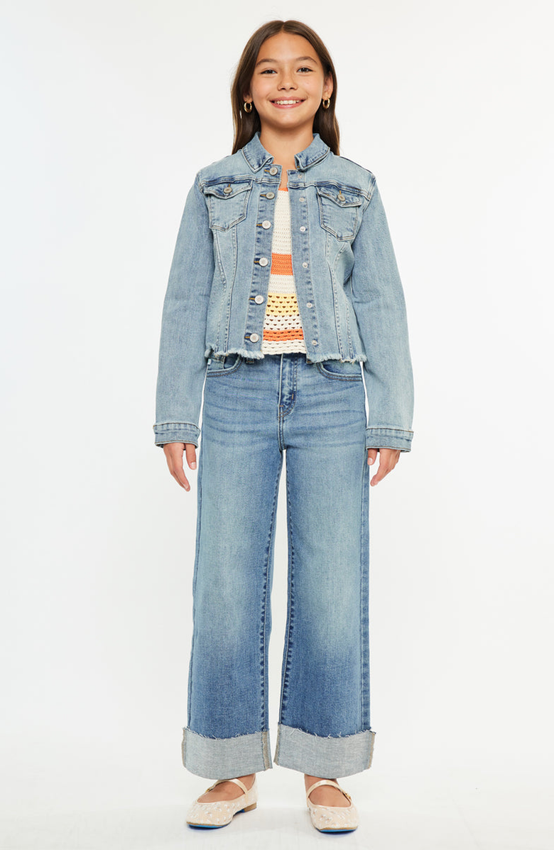 KanCan Abby Kids Stretch Denim Jacket, Alternate, color, Medium Wash
