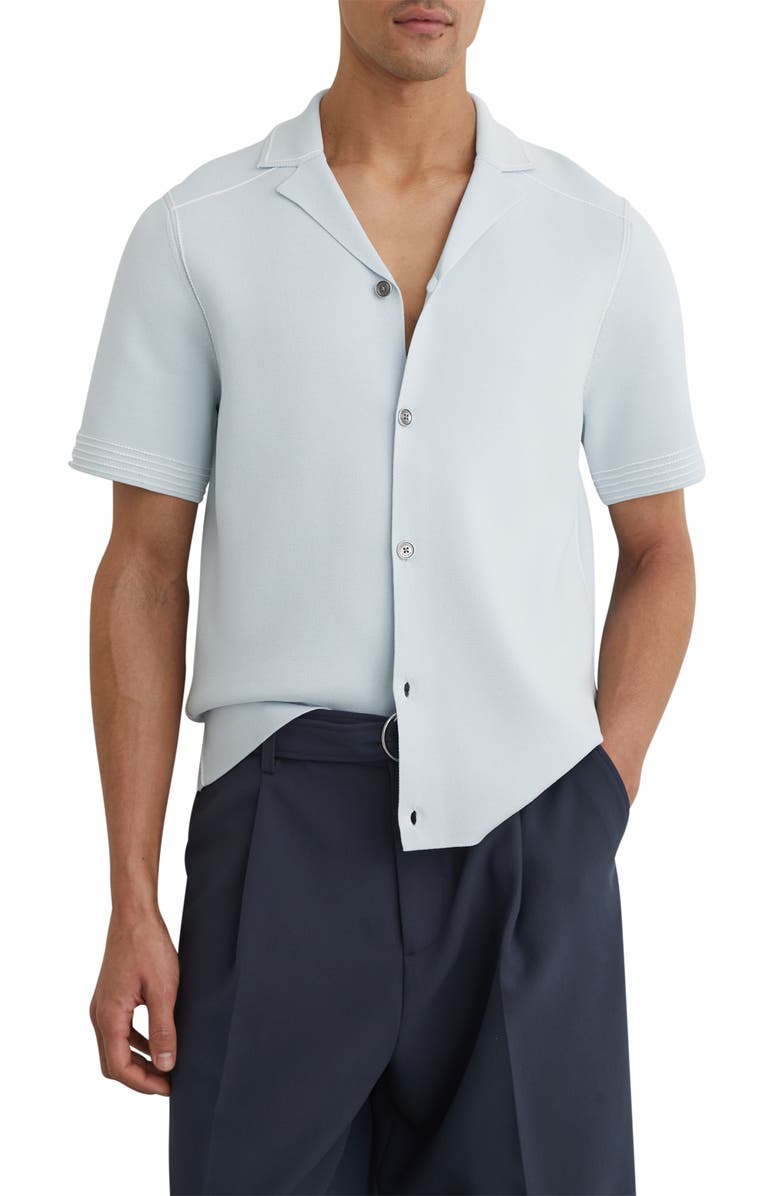 Reiss Wandsworth Short Sleeve Button-Up Shirt, Main, color, Soft Blue
