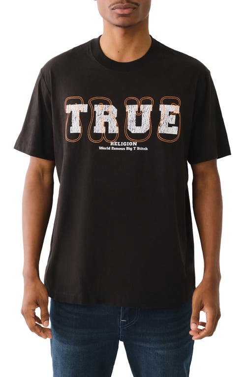 True Religion Brand Jeans True Stitch Logo Graphic T-Shirt in Jet Black 