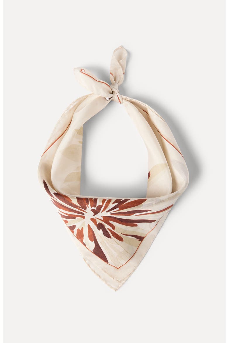 Bloom print pongee foulard, Alternate, color, Beige