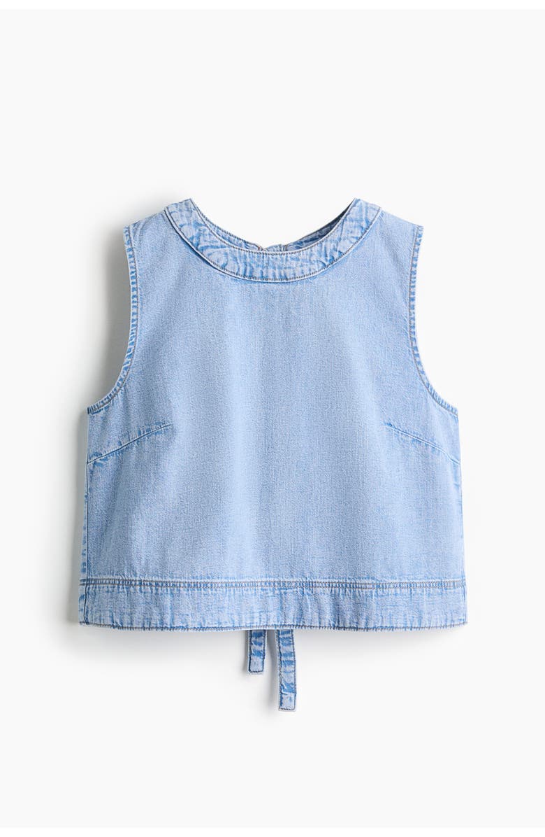 H&M Open-back Denim Top, Main, color, Light Denim Blue