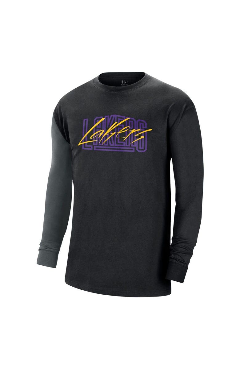 Nike Men's Nike Black Los Angeles Lakers Courtside Versus Flight MAX90 Long Sleeve T-Shirt, Alternate, color, Black