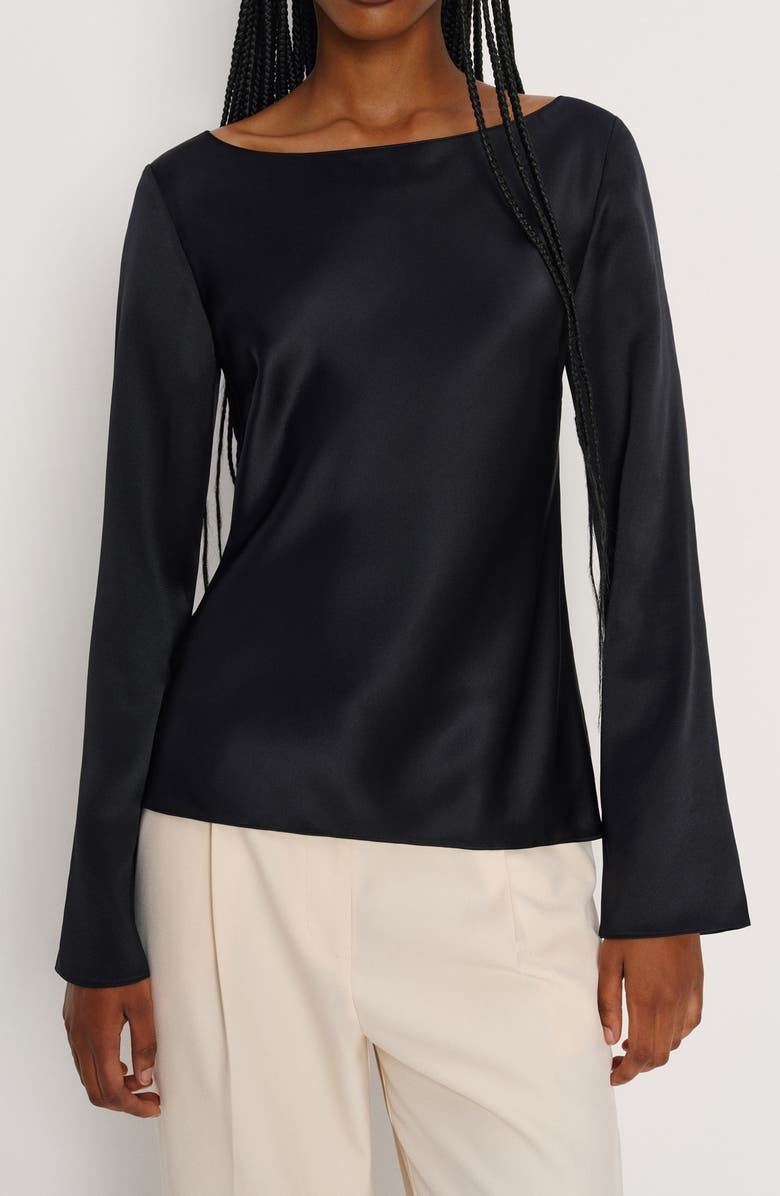 Reformation Marlow Silk Top, Main, color, Black