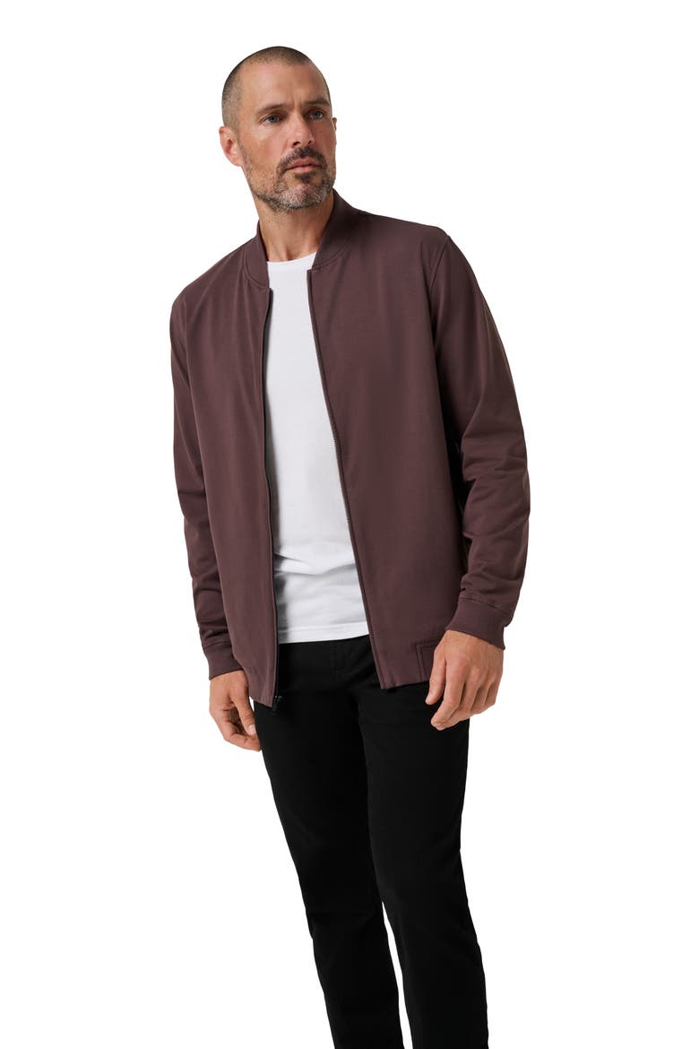 Stretch Cotton Bomber Jacket, Alternate, color, RAISIN