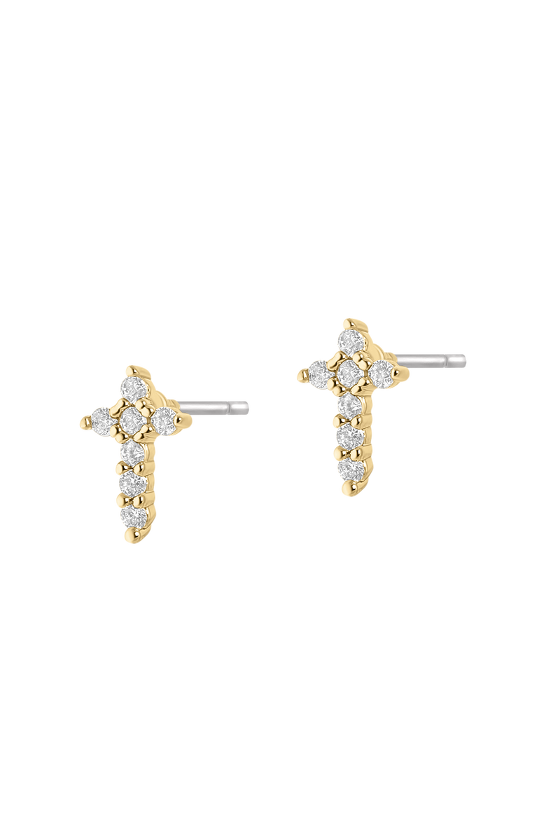xDede Raad No Greater Love Cross Stud Earrings, Main, color, Gold
