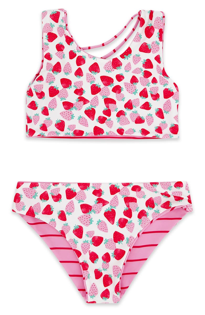 Feather 4 Arrow Kids' Summer Sun Reversible Two-Piece Swimsuit, Alternate, color, Pink Multi