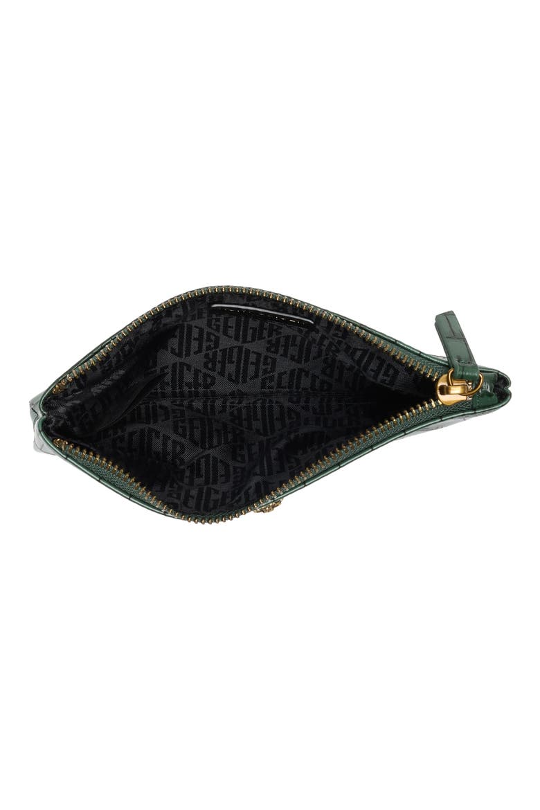 Croc Embossed Faux Leather Pouch Set, Alternate, color, DARK GREEN