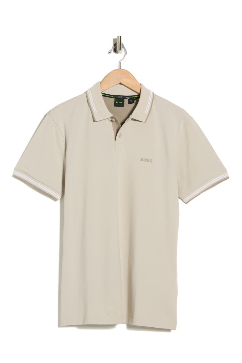 Paul Slim Fit Tipped Stretch Cotton Polo, Alternate, color, LIGHT BEIGE