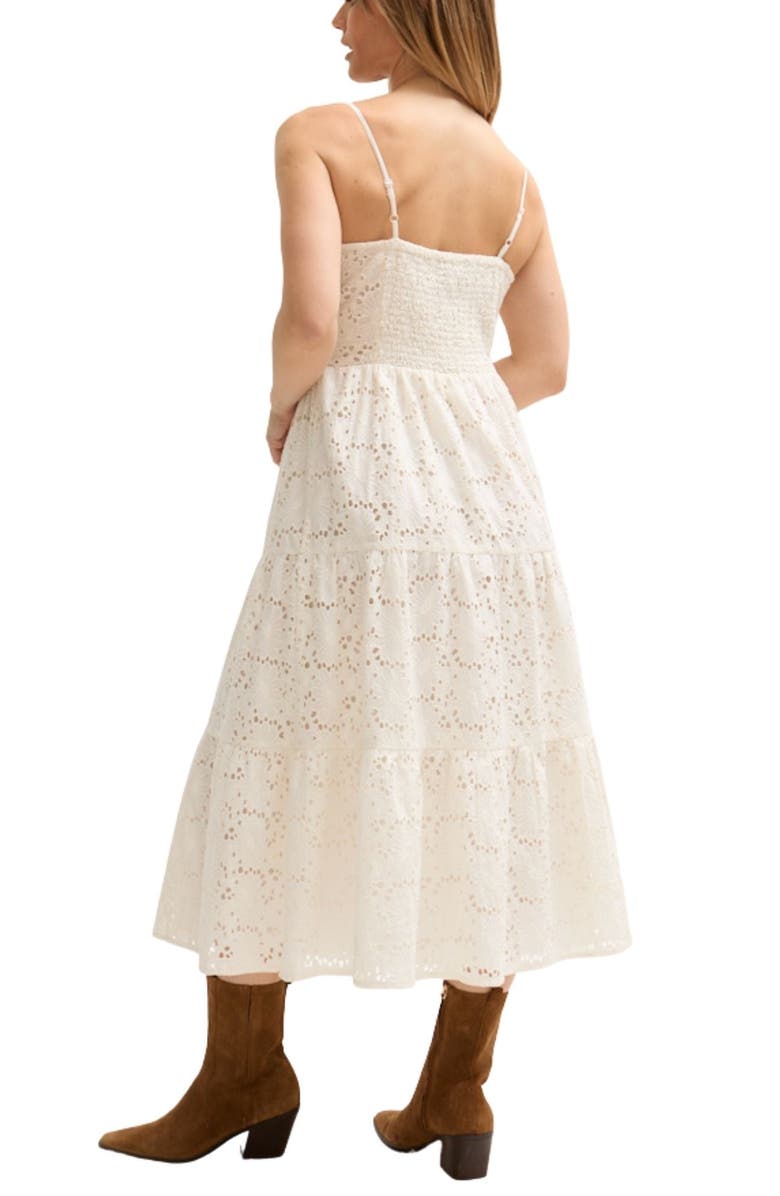 LILY AND LIONEL Onita Tiered Broderie Anglaise Midi Dress, Alternate, color, White