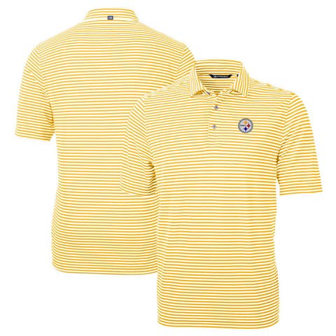 Men's Cutter & Buck Gold Pittsburgh Steelers Virtue Eco Pique Stripe Recycled Polo