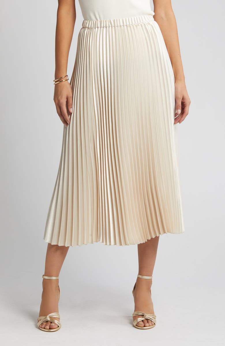 Anne Klein Pleated Satin Skirt, Alternate, color,