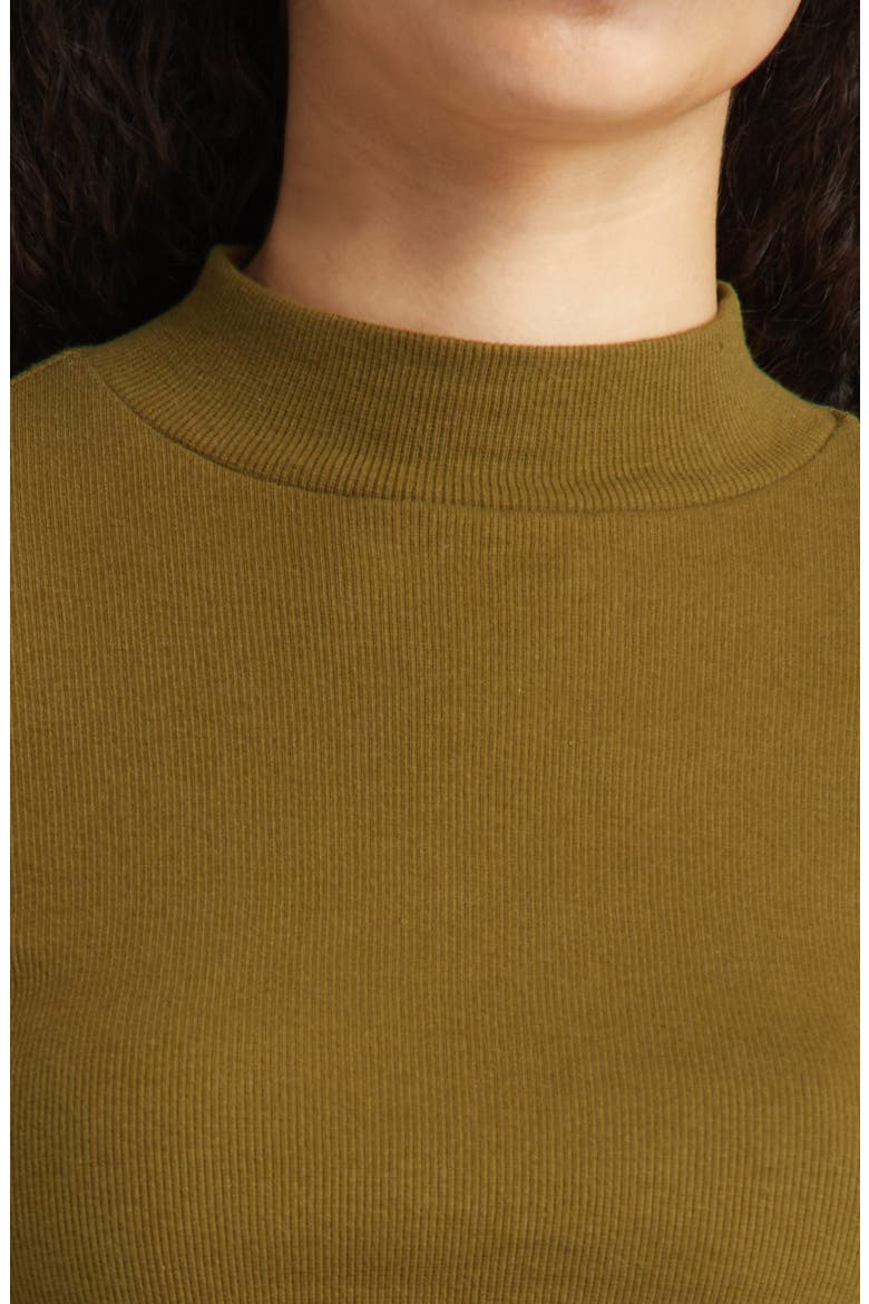 Mock Neck Crop Knit Top, Alternate, color, OLIVE DARK