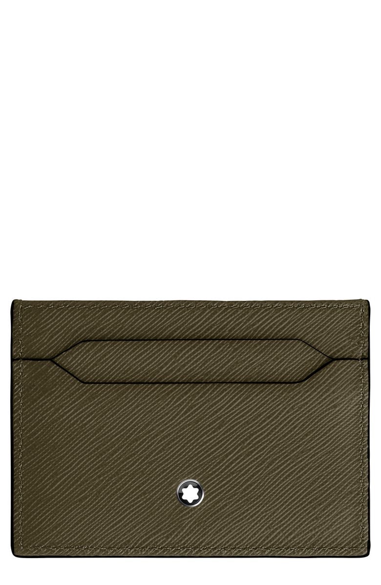 Montblanc Sartorial Leather Card Holder, Main, color, Khaki