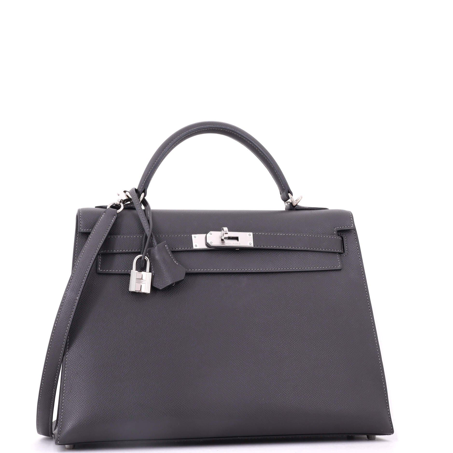 Pre-Owned Hermes Kelly Handbag Grey Epsom with Palladium Hardware 32, Alternate, color, Graphite