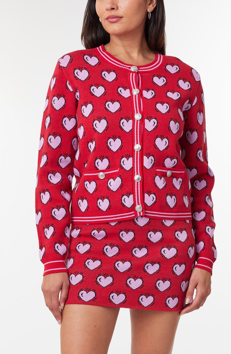 Scotch & Soda Burton Morris Hearts Jacquard Cardigan, Alternate, color,