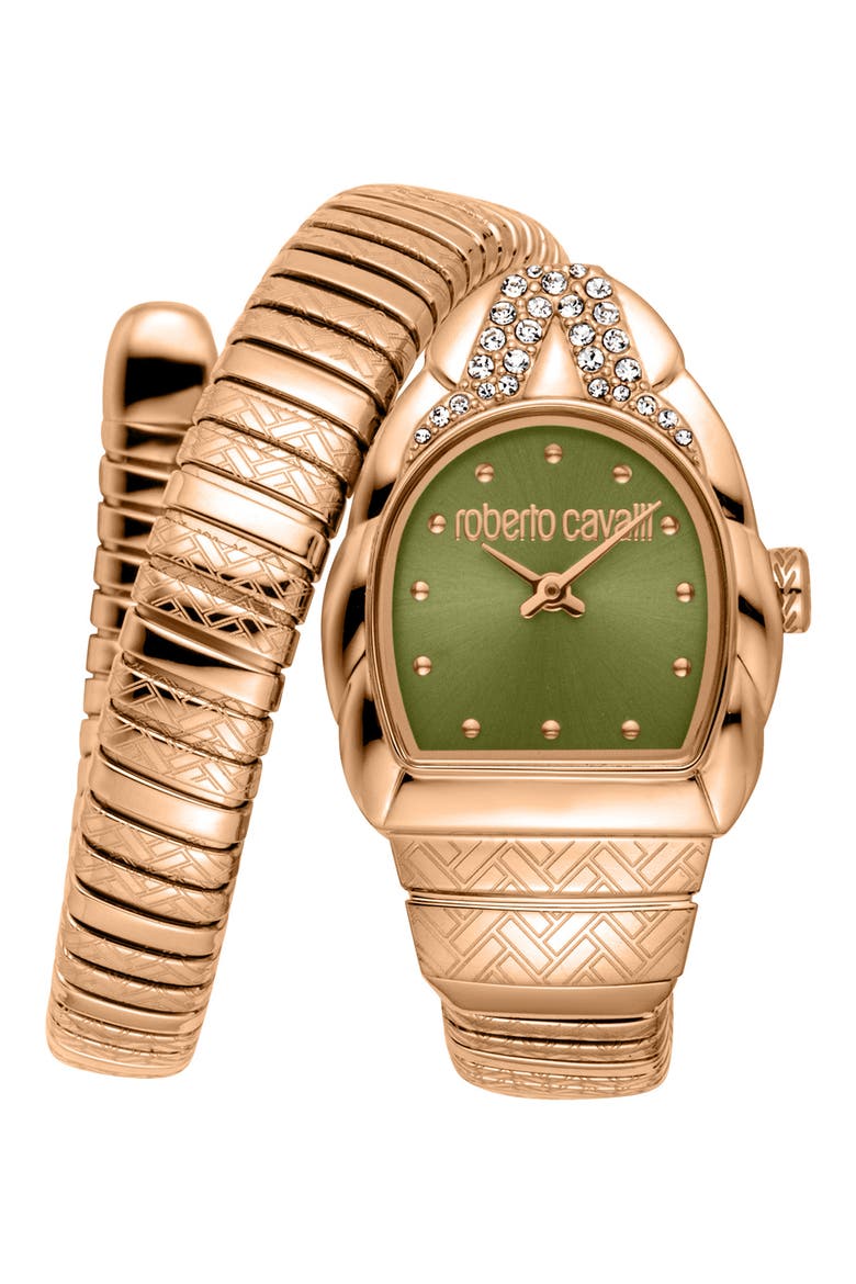 Aurora Snake Wraparound Bracelet Watch, 24mm x 30mm, Main, color, ROSE GOLD