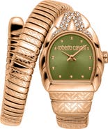 Roberto Cavalli Aurora Snake Wraparound Bracelet Watch, 24mm x 30mm