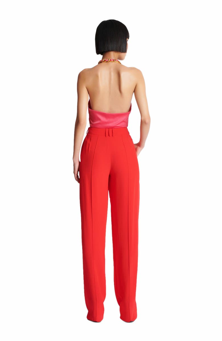 Balmain Crepe Straight-Leg Tailored Trousers, Alternate, color, Red