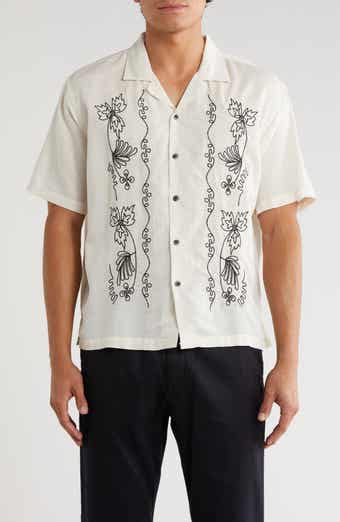 T.R. PREMIUM Boxy Fit Floral Embroidered Camp Shirt Boxy Fit Sun Embroidered Camp Shirt