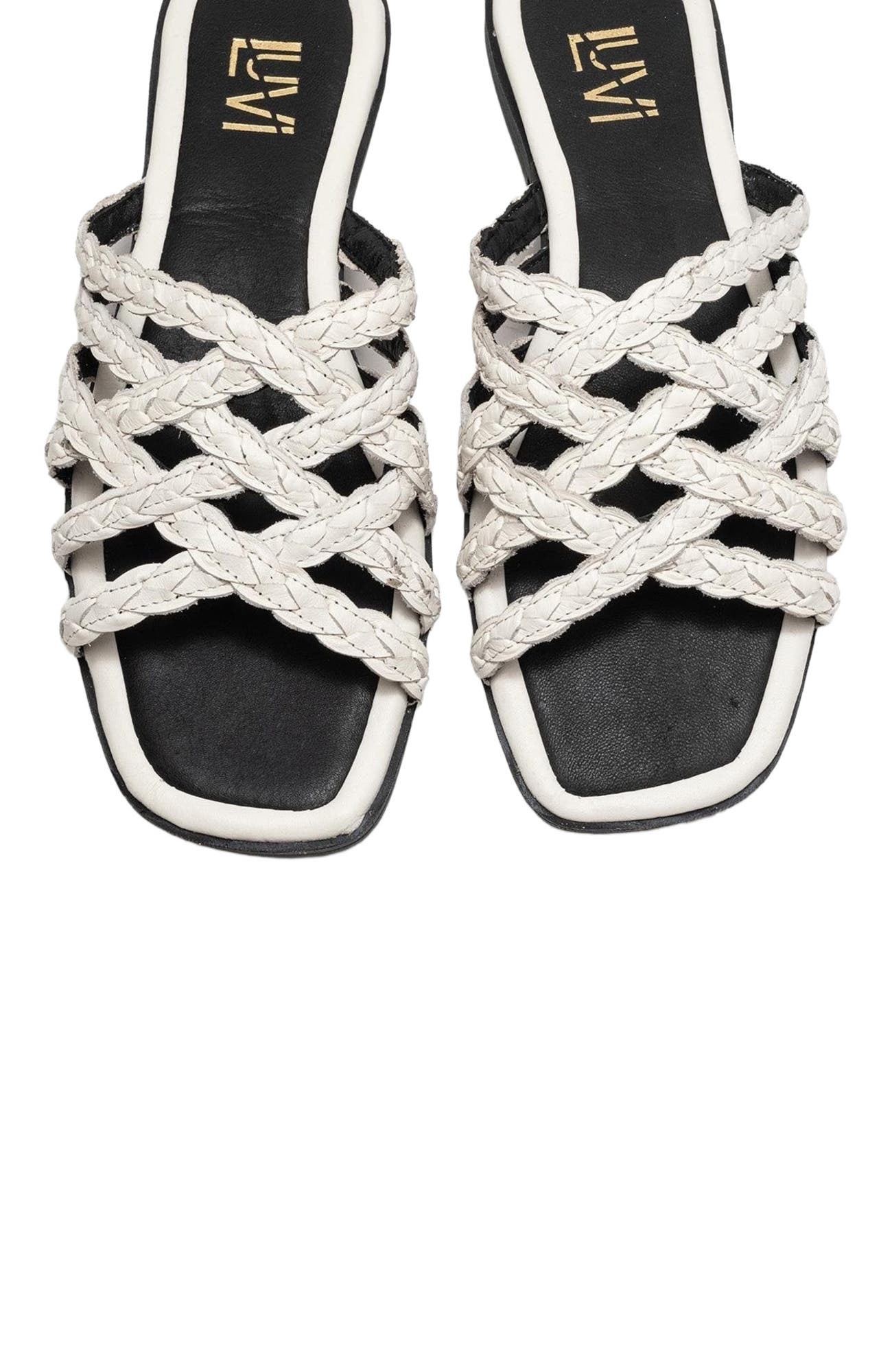 Alisha Leather Slide Sandal, Alternate, color, Light Beige Leather