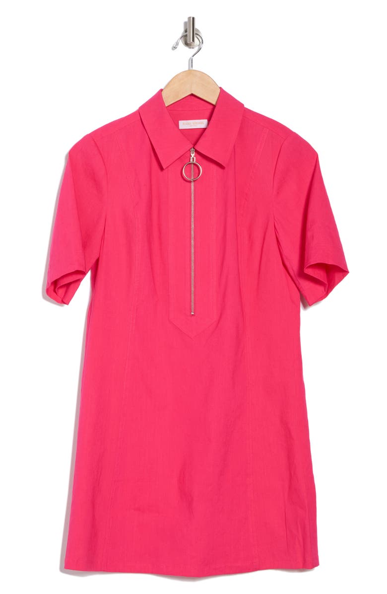 Ramy Brook Tunechi Half Zip Linen Blend Shift Dress, Alternate, color, Pink Punch