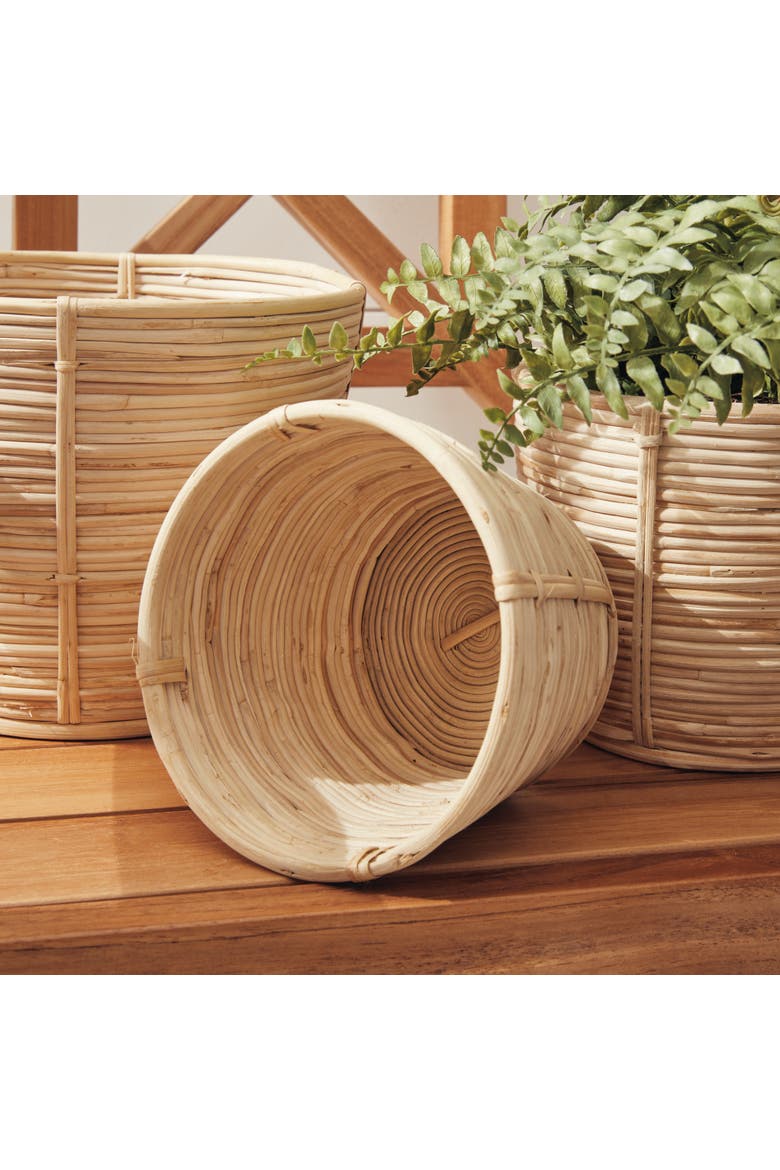 Cane Rattan Mini Round Baskets, Set Of 3, Alternate, color, Beige