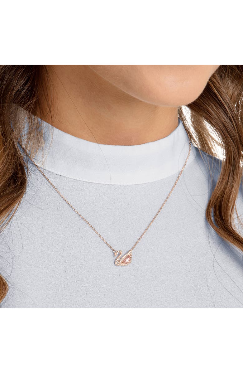 Swarovski Dazzling Swan Necklace, Alternate, color, Rose Gold