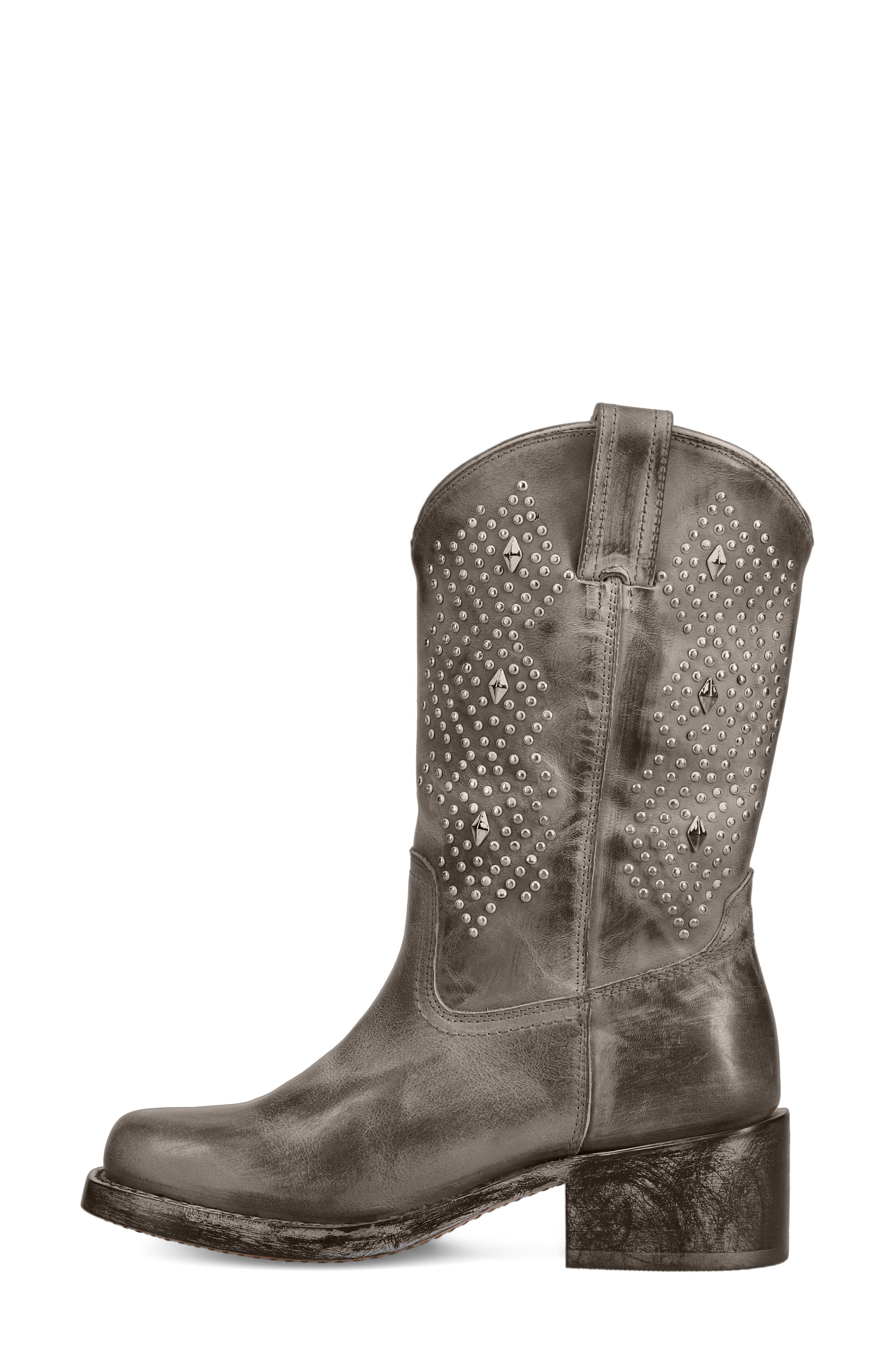 Campus Deco Stud Leather Western Boot, Alternate, color, DUSTY TAUPE