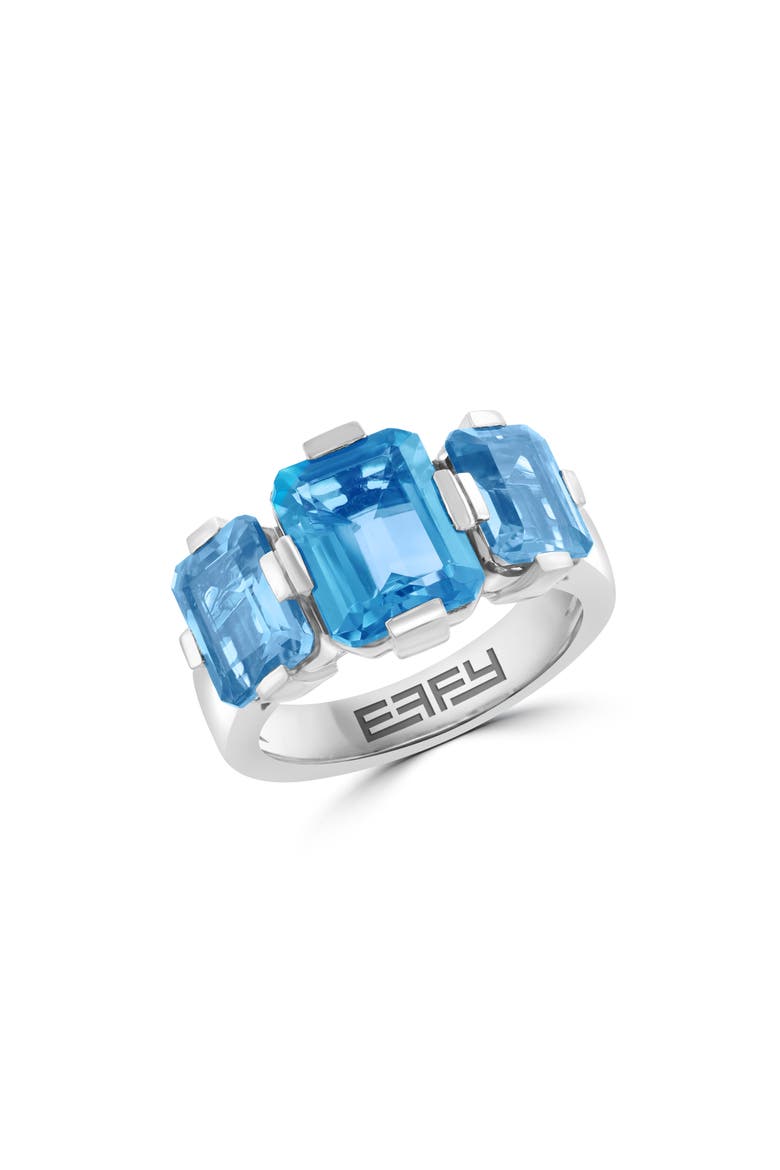 Sterling Silver Blue Topaz Three-Stone Ring, Main, color, BLUE