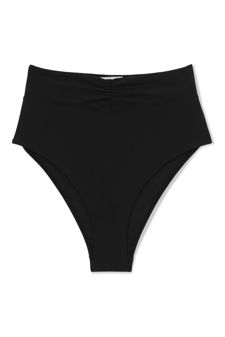 Maisie High Waist Bikini Bottoms, Alternate, color, BLACK