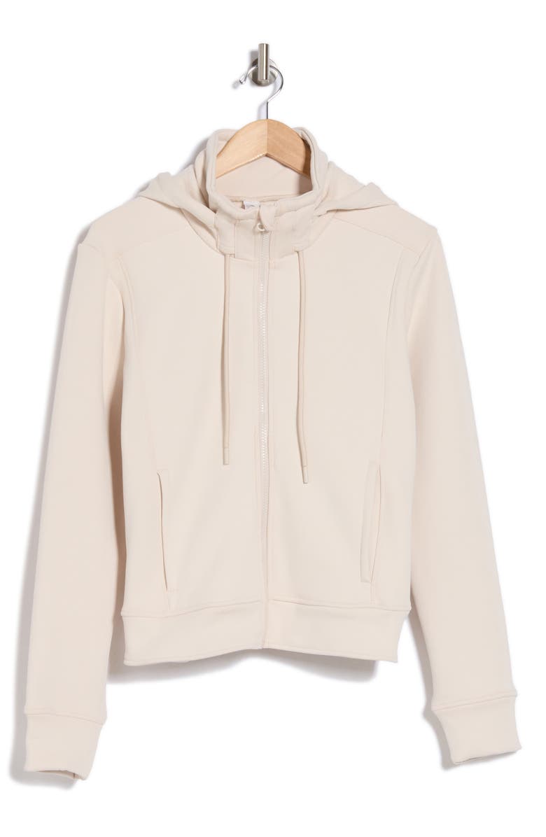 90 DEGREE BY REFLEX Scuba Fleece Full Zip Hoodie, Alternate, color, Crystal Gray