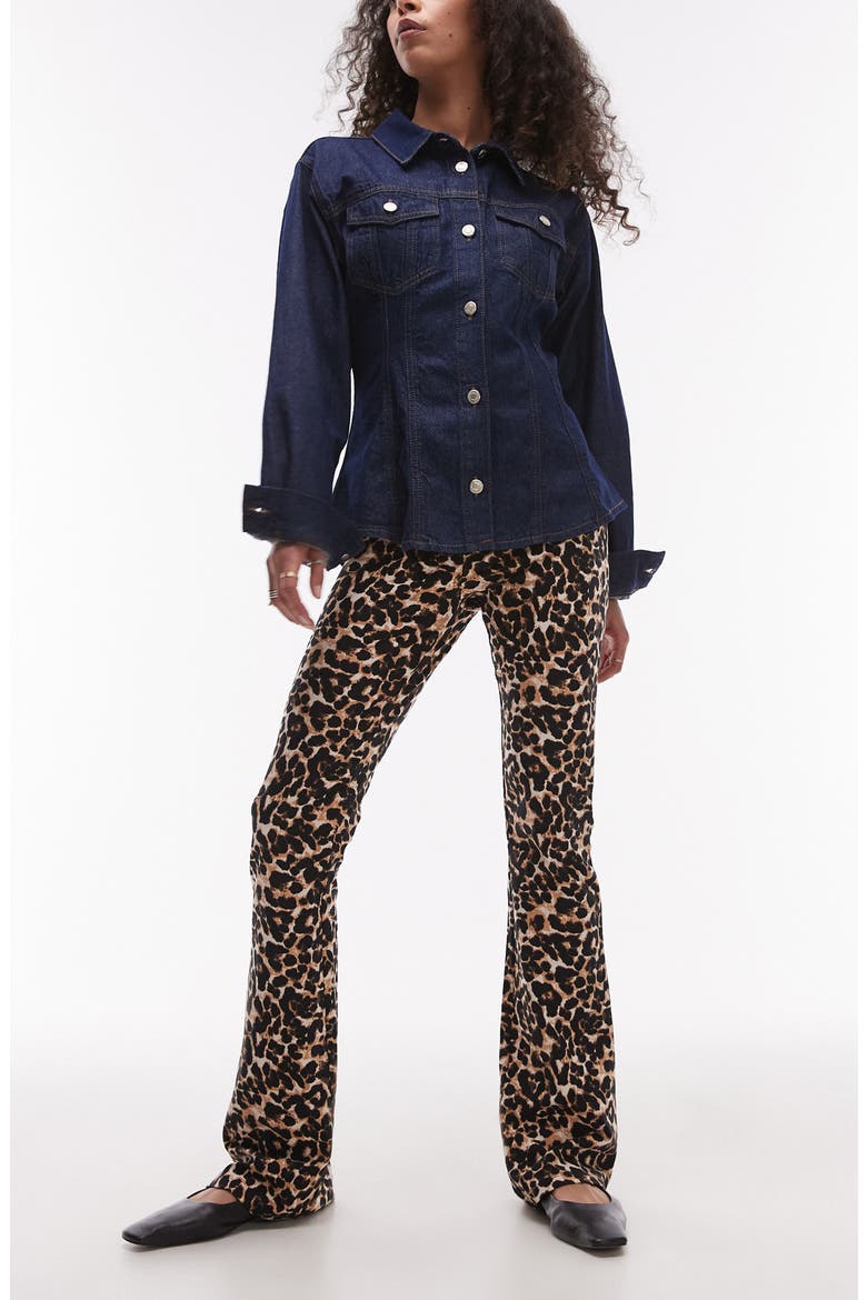 Leopard Print Bootcut Pants, Main, color, BROWN MULTI