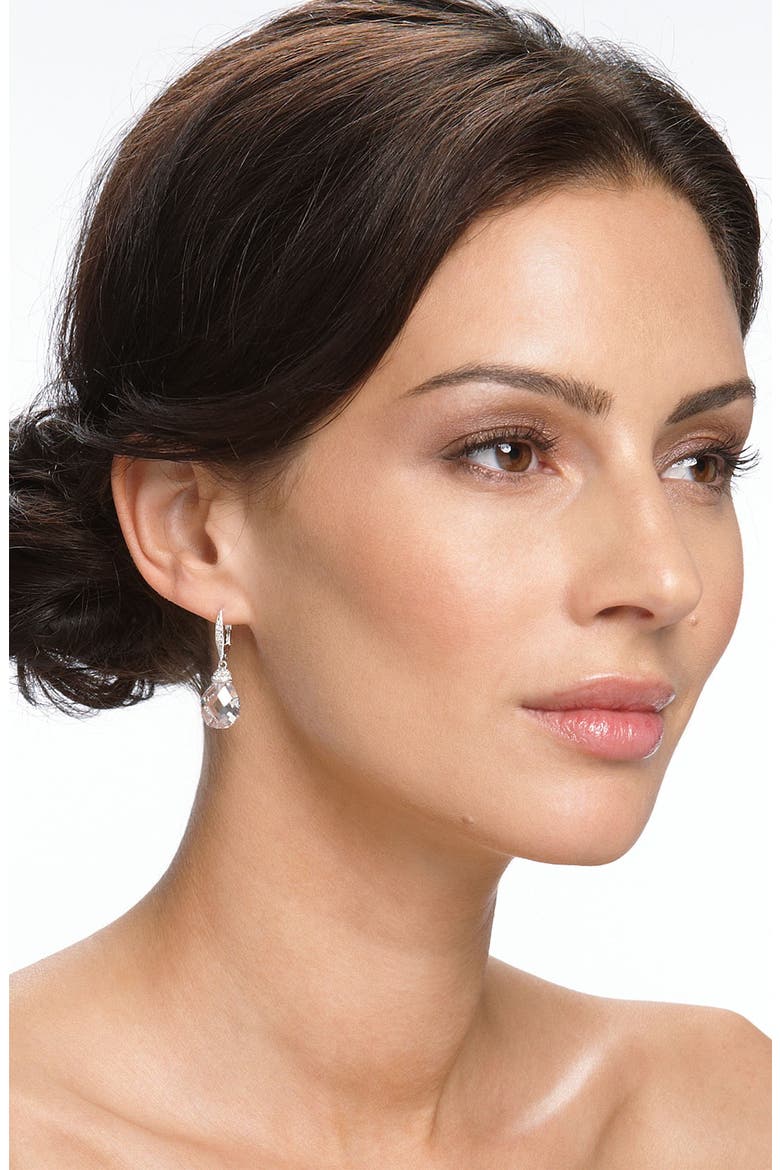 Faceted Crystal Drop Earrings, Alternate, color, CLEAR