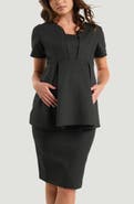 Marion Petite Women's Short Sleeve Empire Waist Maternity & Nursing Suit Top in Italian Stretch Fabric