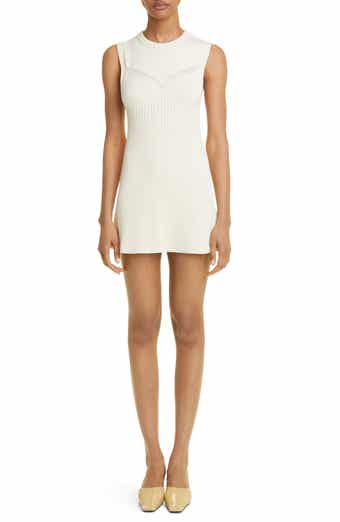 Jil Sander Rib Cotton Blend A-Line Sweater Minidress