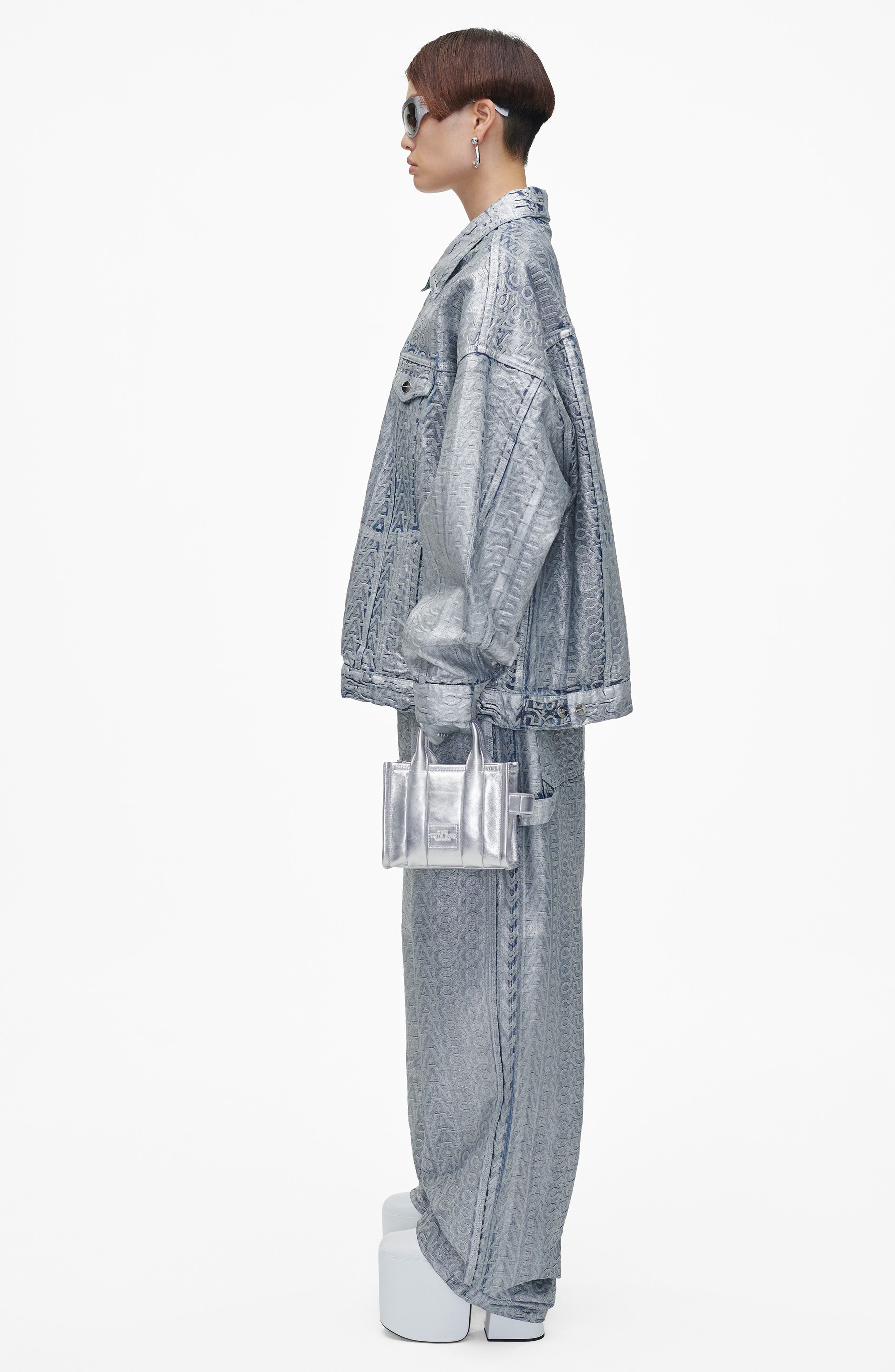 Marc Jacobs The Metallic Leather Crossbody Tote Bag, Alternate, color, 