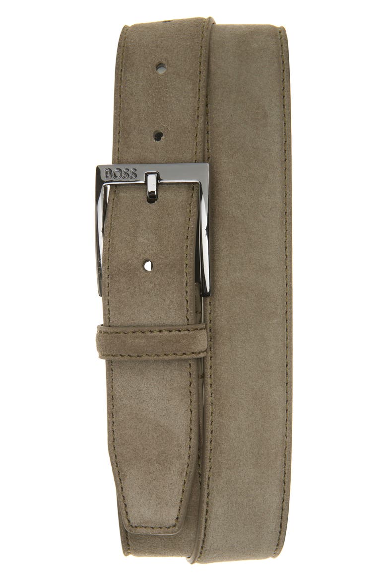 Caleb Suede Belt, Main, color, OLIVE GREEN