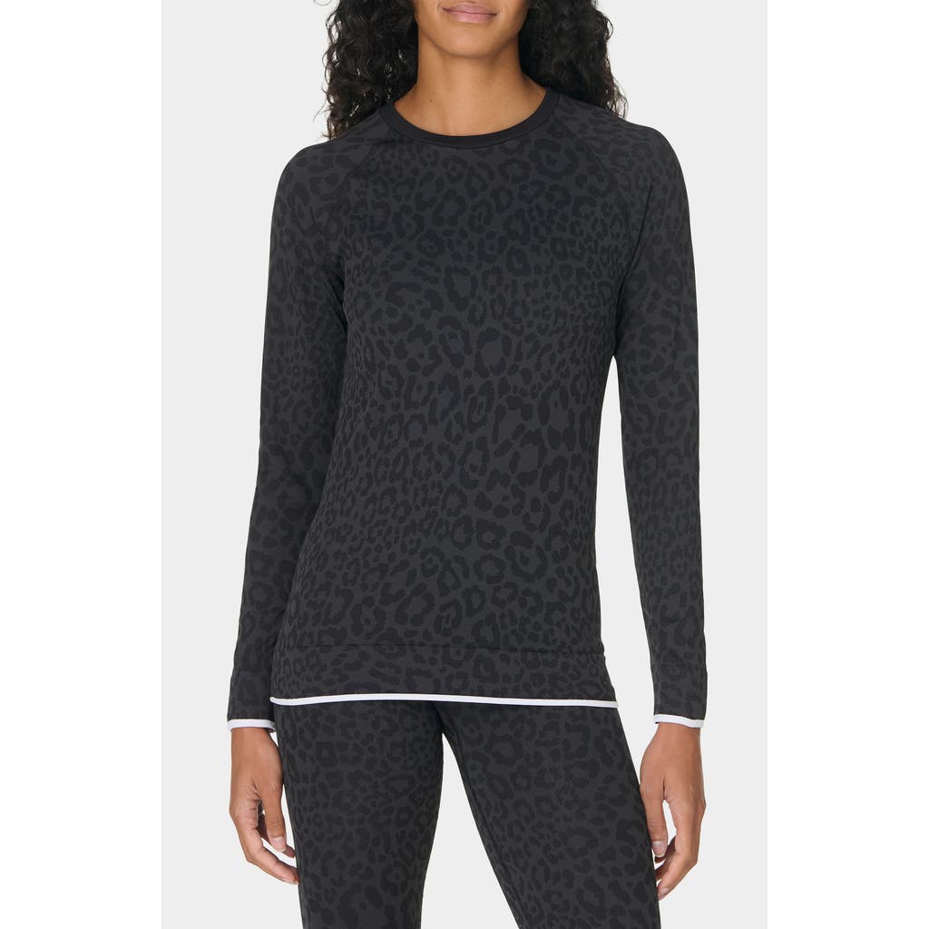 Sweaty Betty Animal Crewneck Base Layer Top In Black