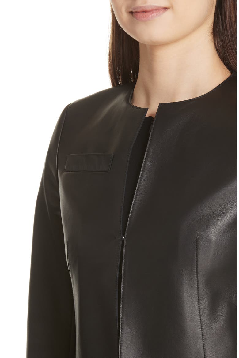 'Hasso' Leather Crop Jacket, Alternate, color, BLACK