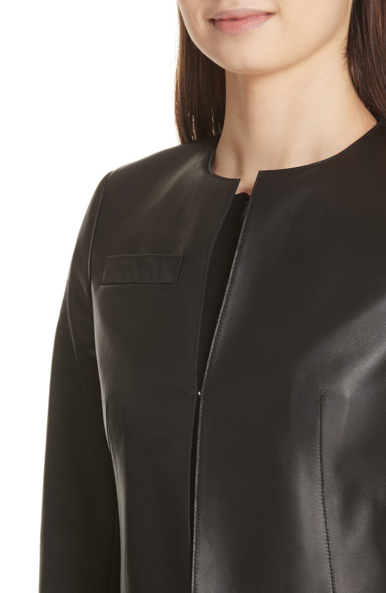 Akris 'Hasso' Leather Crop Jacket, Alternate, color, Black