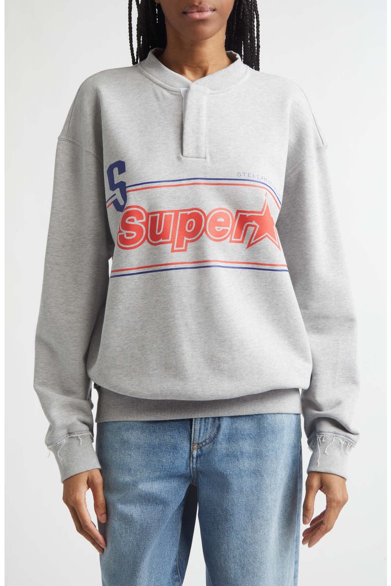 Superstar Graphic Polo Sweatshirt, Main, color, GREY MELANGE
